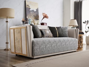 Living Room  White, Gold, Gray Homey Design  photo