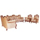 Luxury Brown & Gold Wood Trim TIZIANO Sofa Set 4Pcs EUROPEAN FURNITURE Traditional