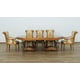 Valentina Brown Oval Dining Set 9Pcs w/ Damask Fabric Chairs EUROPEAN FURNITURE