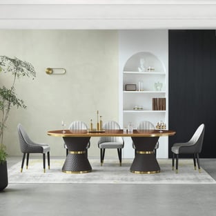 Dining Room  Gold, Gray, Chocolate European Furniture image