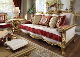 Living Room  Gold Finish, Metallic Homey Design  image