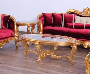 Order Burgundy, Gold, Antique European Furniture 30015-S-Set-6 Living Room now