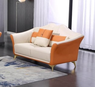 Buy Off-White, Orange European Furniture Living Room 