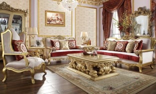 Living Room  Gold Finish, Metallic Homey Design  image