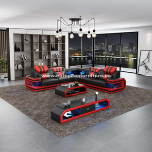 Red, Black European Furniture LED-87771-BR-DRR Living Room interior