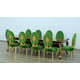 Luxury Rosewood & Emerald LUXOR Dining Table Set 9 Pcs EUROPEAN FURNITURE