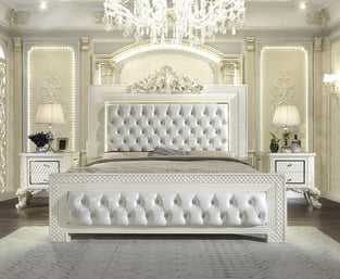 Bedroom  White, Gold Finish Homey Design  image