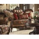 Dark Oak & Floral Chenille Sofa Set 6Pcs w/ Coffee Table Traditional Homey Design HD-39