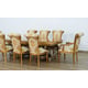 Valentina Brown Oval Dining Set 11Pcs w/ Damask Fabric Chairs EUROPEAN FURNITURE