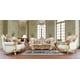 Victorian White Tufted Leather Sofa Set 3 Pcs Traditional Homey Design HD-93630