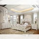 Ivory & Silver Accents CAL King Bedroom Set 3Pcs Carved Wood Homey Design HD-8008I
