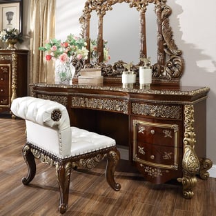 White, Brown, Gold Finish Homey Design  HD-CK1803-5PC-BEDROOM-SET Bedroom interior