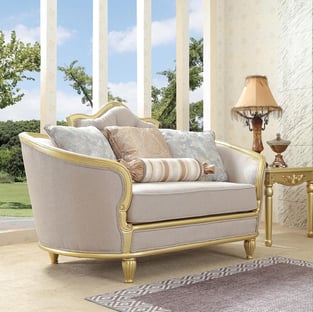 Buy Beige, Gold Finish, Metallic Homey Design  Living Room 