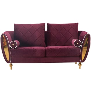 Buy Burgundy, Gold European Furniture Living Room 