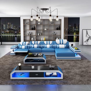 Living Room  White, Blue European Furniture photo