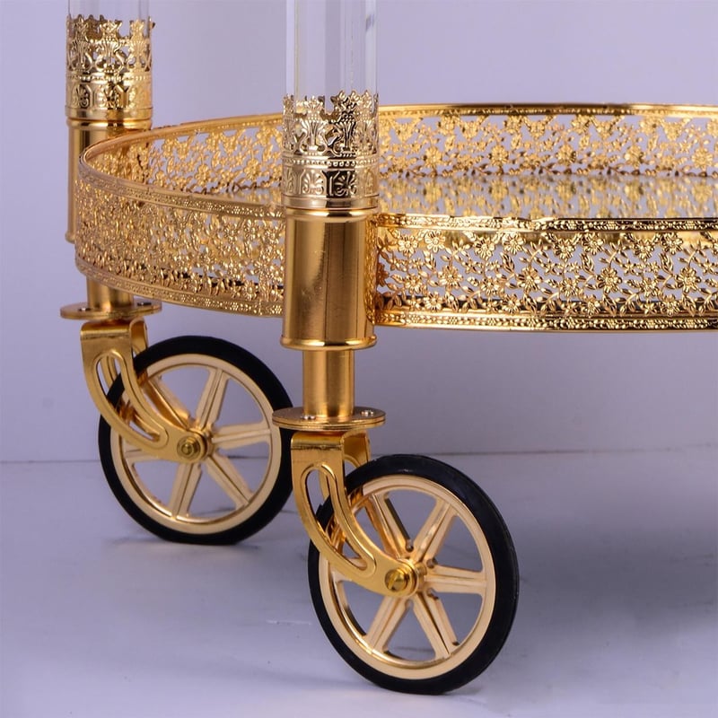 Golden Brass Finish Traditional Style Bar Cart Homey Design HD-AC352