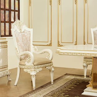 Beige, White, Gold Homey Design  HD-D1882-12PC Dining Room interior