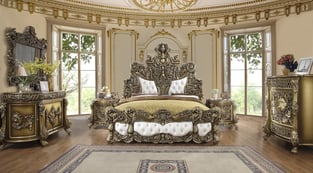 Brown, Gold Homey Design  HD-1802-EK-3PC Bedroom interior