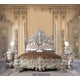Silver & Bronze Finish Tufted King Poster Bed  Set 3Pcs Traditional Homey Design HD-1811