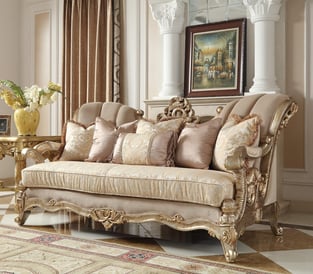 Living Room  Beige, Gold Finish, Metallic Homey Design  image