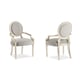 Soft Silver Leaf Finish Upholstered Dining Armchair Set 2Pcs CHIT CHAT ARM by Caracole 