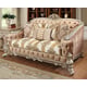 Belle Silver Chenille Loveseat Carved Wood Traditional Homey Design HD-820