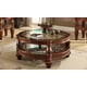Mahogany & Metallic Gold Finish Sofa Set 5Pcs w/ Coffee Tables Traditional Homey Design HD-89