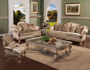 Buy Gold, Silver, Light Gray Benneti Living Room 