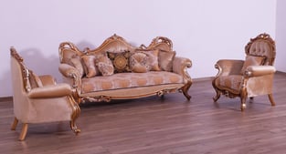 Brown, Gold, Antique, Silver European Furniture 38994-S Living Room interior