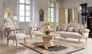 Living Room  Gold Finish, Light Grey Homey Design  image