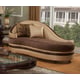 Luxury Golden Beige Chaise Lounge Dark Brown Wood Trim Benetti's Emma Classic