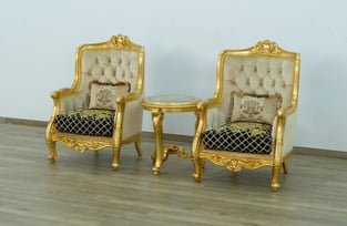 Mahogany, Beige, Gold, Antique, Black, Ebony European Furniture 68585-Set-4 Living Room interior