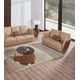 Tan Brown Italian Leather Sofa Set 5Pcs GLAMOUR EUROPEAN FURNITURE 