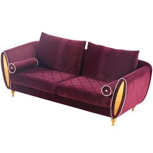 Buy Burgundy, Gold European Furniture Living Room 