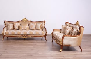 Gold, Antique, Walnut European Furniture 47078-Set-2 Living Room interior