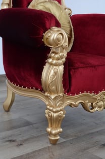 Burgundy, Gold, Red European Furniture 35095 Living Room interior