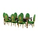 Luxury Rosewood & Emerald LUXOR Dining Table Set 9 Pcs EUROPEAN FURNITURE