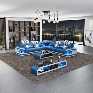 Living Room  White, Blue European Furniture image