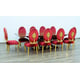 Luxury Ebony & Gold Red Velvet ROSELLA Dining Table Set 11Ps EUROPEAN FURNITURE 