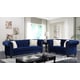 Blue Velvet Button Tufting Sofa Set 3Pcs Transitional Cosmos Furniture Maya