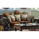 Homey Design HD-260 Traditional Mocha Golden Beige Upholstered Sofa Loveseat Set