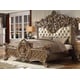 Antique Gold & Brown King Bedroom Set 3Pcs Traditional Homey Design HD-8018