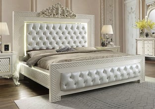 Bedroom  White, Gold Finish Homey Design  image