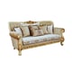 Luxury Gold & Off White Wood Trim FANTASIA Sofa Set 3Pcs EUROPEAN FURNITURE Classic