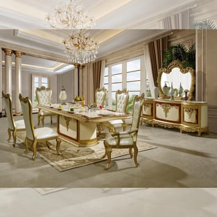 Dining Room  White, Gold Homey Design  image