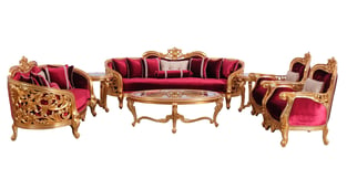 Burgundy, Gold, Antique European Furniture 30015-S-Set-6 Living Room interior