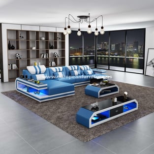 Living Room  White, Blue European Furniture image