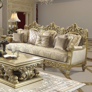 Living Room  Gold Finish, Metallic Homey Design  image