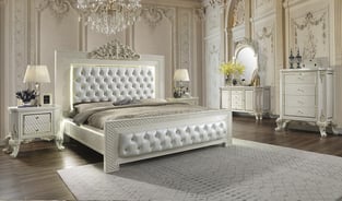 Bedroom  White, Gold Finish Homey Design  image