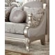 Metallic Silver Loveseat Carved Wood Traditional Homey Design HD-2662